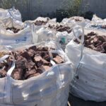 Колота бруківка з червоного Лезниківського граніту 20x10x10 см