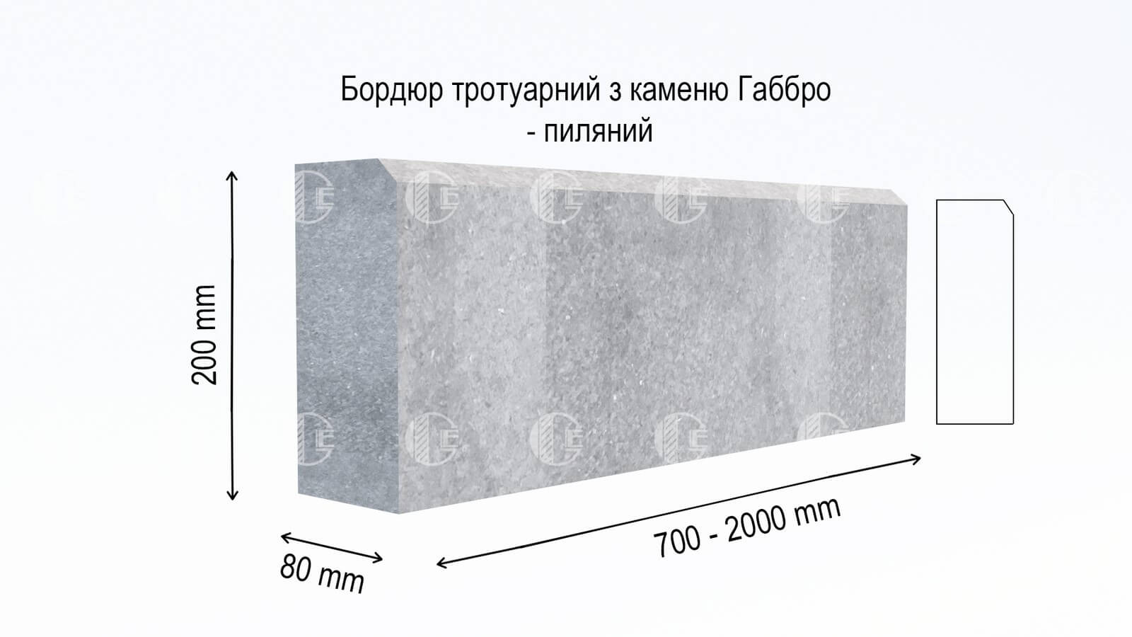 Бордюр ГП-5 пиляний з каменю габро (специфікація)