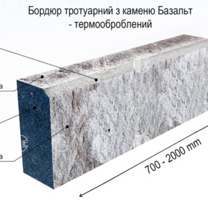 Бордюр ГП-5 термооброблений із каменю базальт, верхня грань (специфікація)
